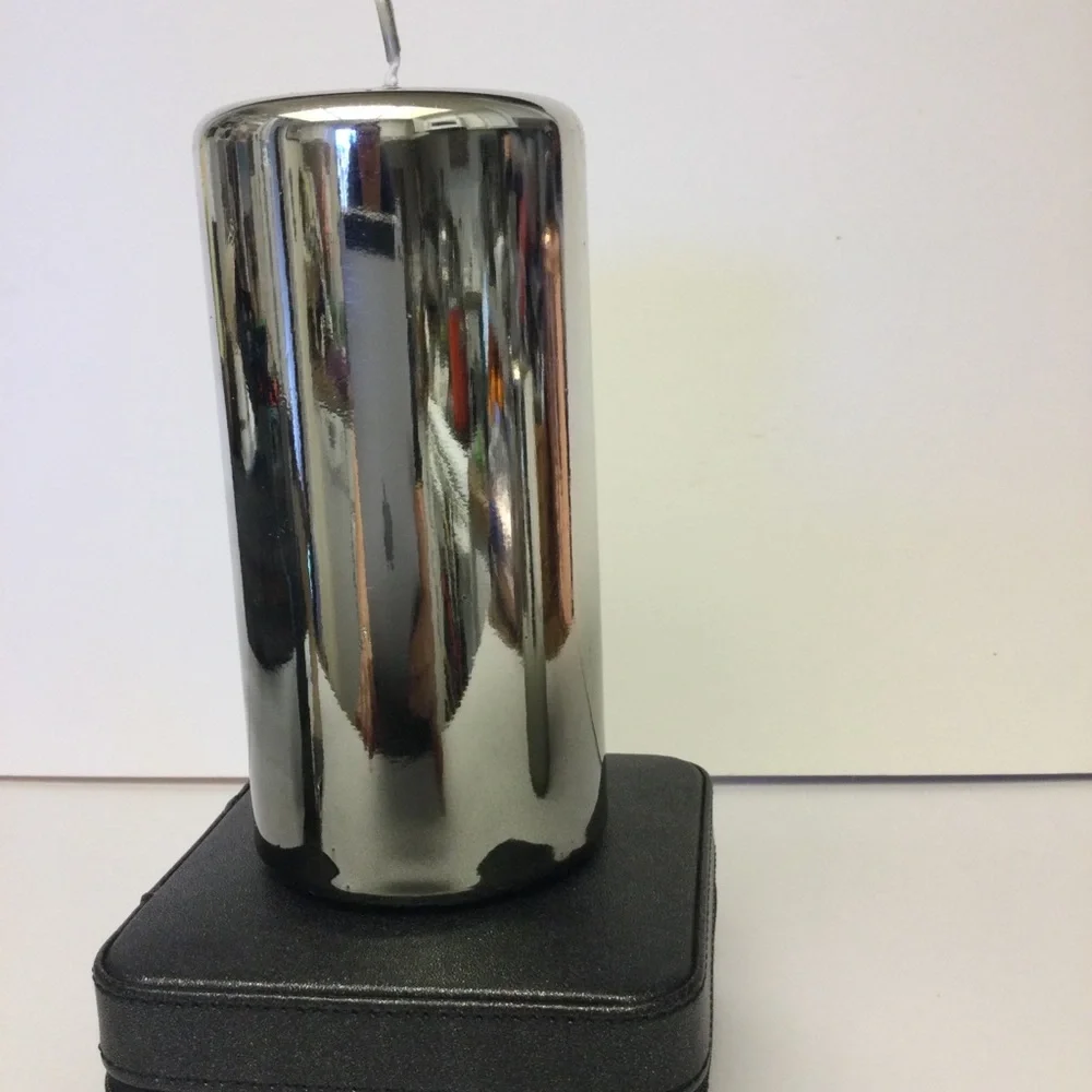 FEM SILVER OMBRE METALLIC MIRROR FINISH CANDLE NWT